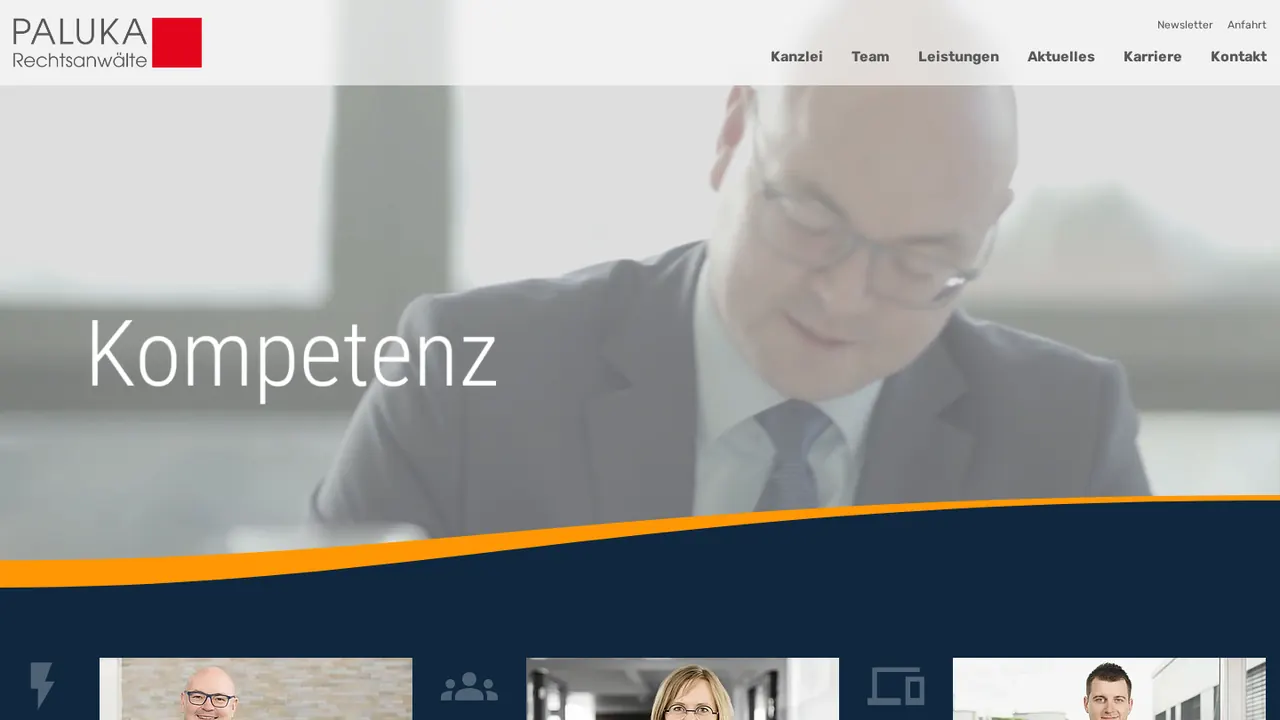 Screenshot of the Paluka Rechtsanwälte home page